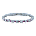 Men Silver Ruby Tennis Bracelet, Unisex Round Diamond Ruby Link Bracelet, Mens Tennis Link Chain Men Bracelet, Men Link Bracelet, 925 Silver