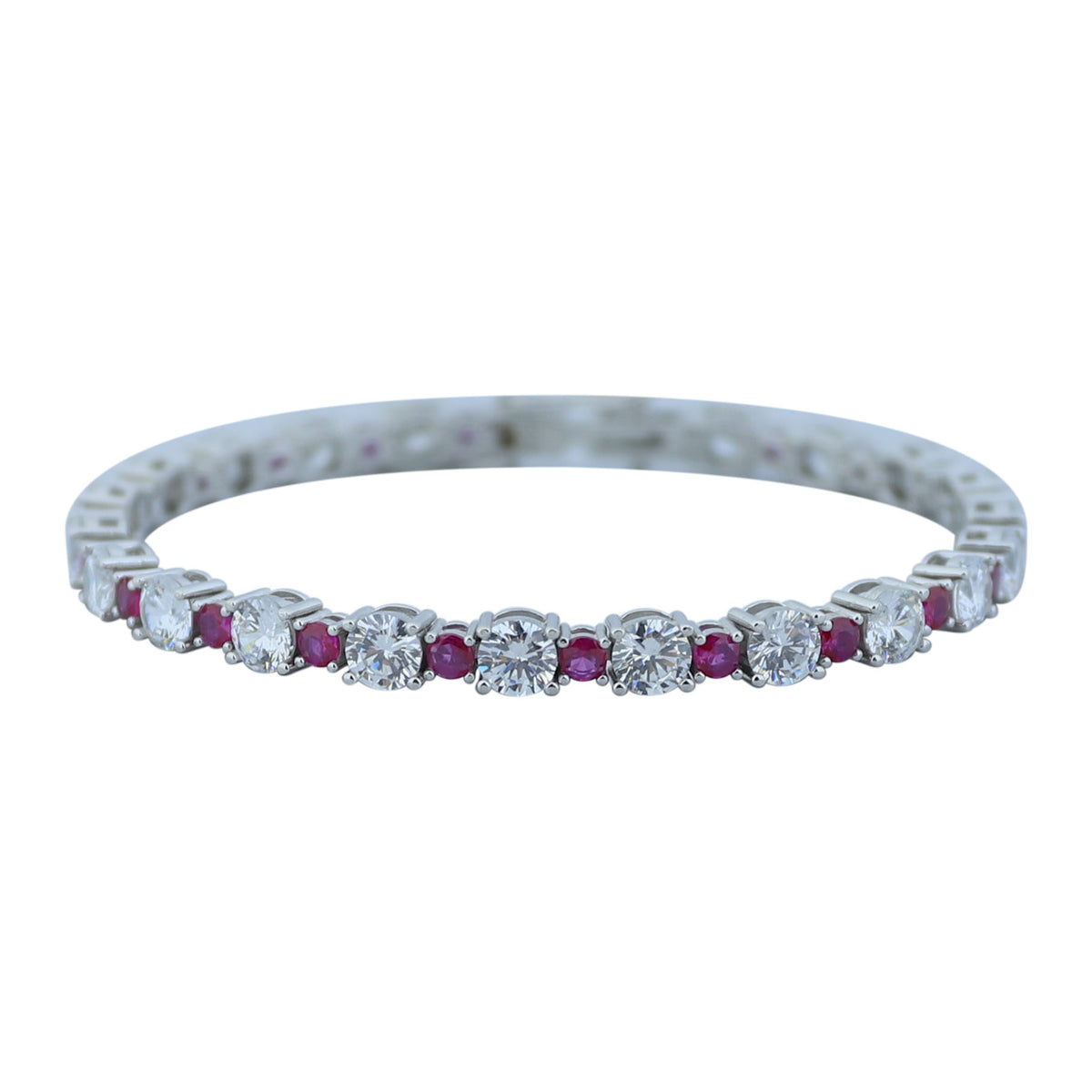 Men Silver Ruby Tennis Bracelet, Unisex Round Diamond Ruby Link Bracelet, Mens Tennis Link Chain Men Bracelet, Men Link Bracelet, 925 Silver