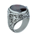 925 Silver Dark Ruby Stone Ring, Vintage Red Gemstone Men Ring, Garnet Gemstone Ring, Mens Turkish Handmade Ring, 925 Sterling Silver