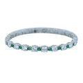 925 Men Silver Emerald Diamond Bracelet, Luxury Green Tennis Chain Bracelet, Men Emerald Diamond Tennis Bracelet, Elegant Bracelet