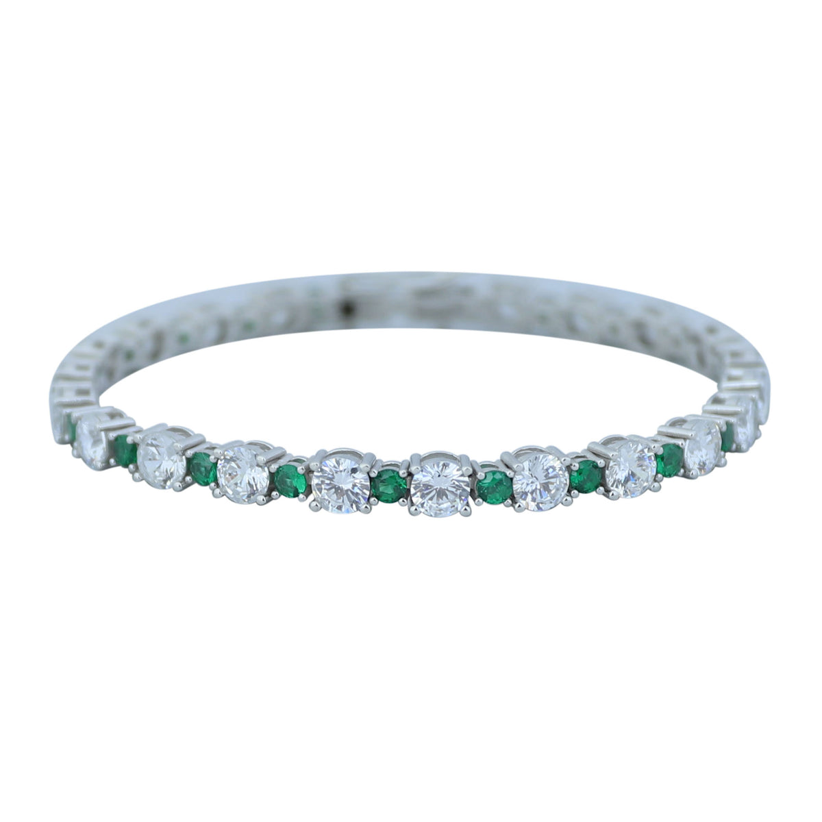 925 Men Silver Emerald Diamond Bracelet, Luxury Green Tennis Chain Bracelet, Men Emerald Diamond Tennis Bracelet, Elegant Bracelet