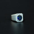 Men Handmade Solid Silver Blue Sapphire Ring