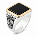 Silver Square Onyx Signet Ring, Engraved Minimal Onyx Ring, Onyx Wedding Ring For Men, Square Onyx Ring, Gift For Men, Gift For Him