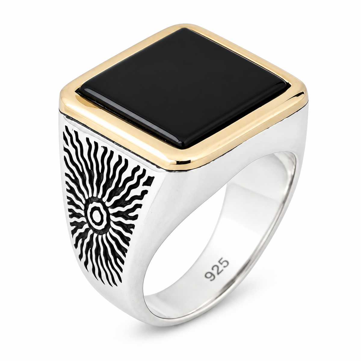 Silver Square Onyx Signet Ring, Engraved Minimal Onyx Ring, Onyx Wedding Ring For Men, Square Onyx Ring, Gift For Men, Gift For Him