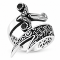 925 Sterling Silver Black Stone Zulfiqar Sword Ring for Men