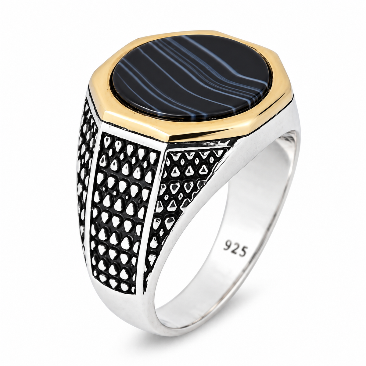 925 Sterling Silver Round Onyx Ring , Round Onyx Wedding Ring, Engraved Onyx Ring, Minimalist Signet Ring, Gift For Him, Men Jewelry