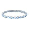 Men Silver Luxury Aquamarine Bracelet, Round Aquamarine Tennis Bracelet, Elegant Men Tennis Link Bracelet, 3MM Round Tennis