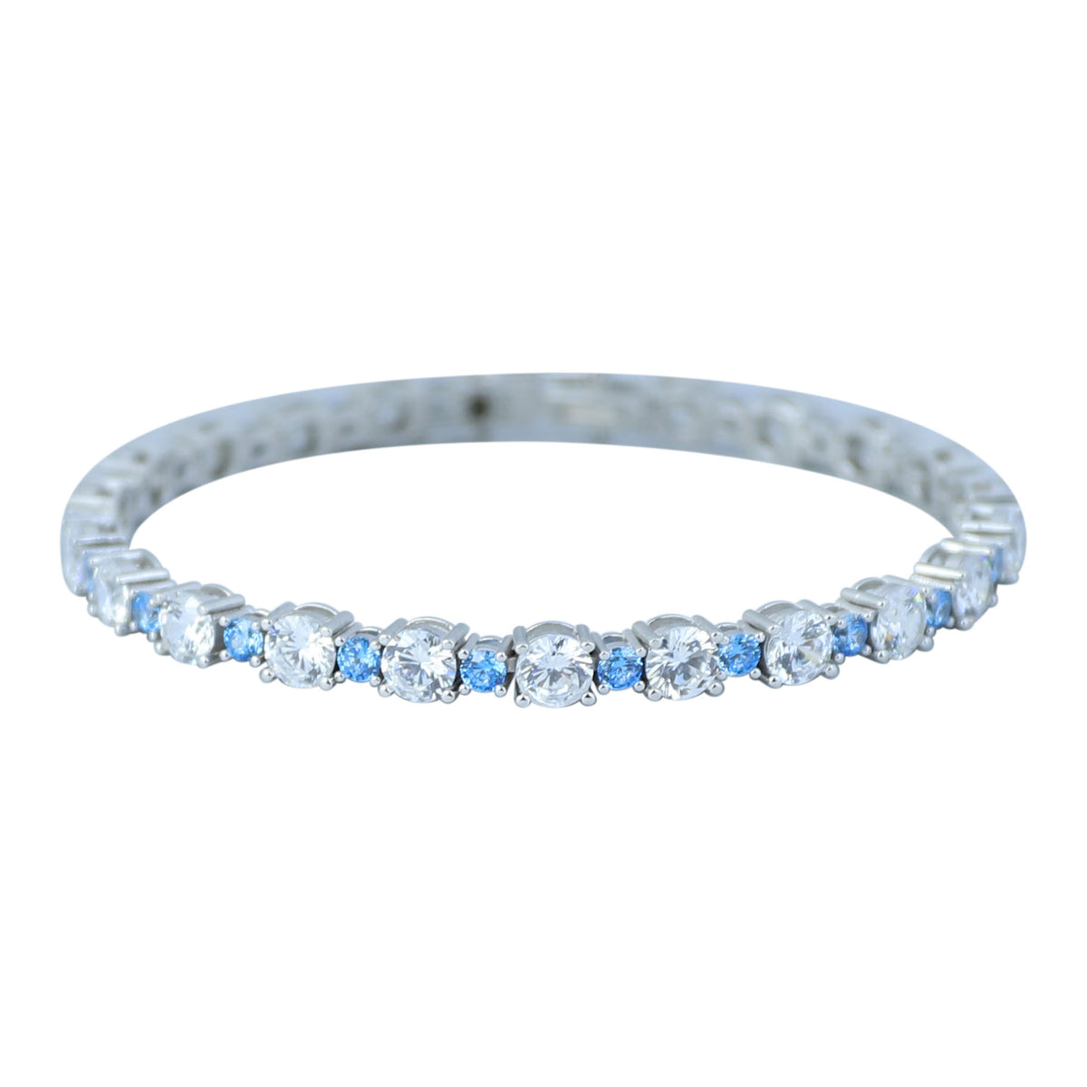 Men Silver Luxury Aquamarine Bracelet, Round Aquamarine Tennis Bracelet, Elegant Men Tennis Link Bracelet, 3MM Round Tennis