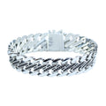 925 Silver Black Onyx Chain Bracelet, 15MM Silver Curb Chain Bracelet, Natural Onyx Gourmet Chain Bracelet