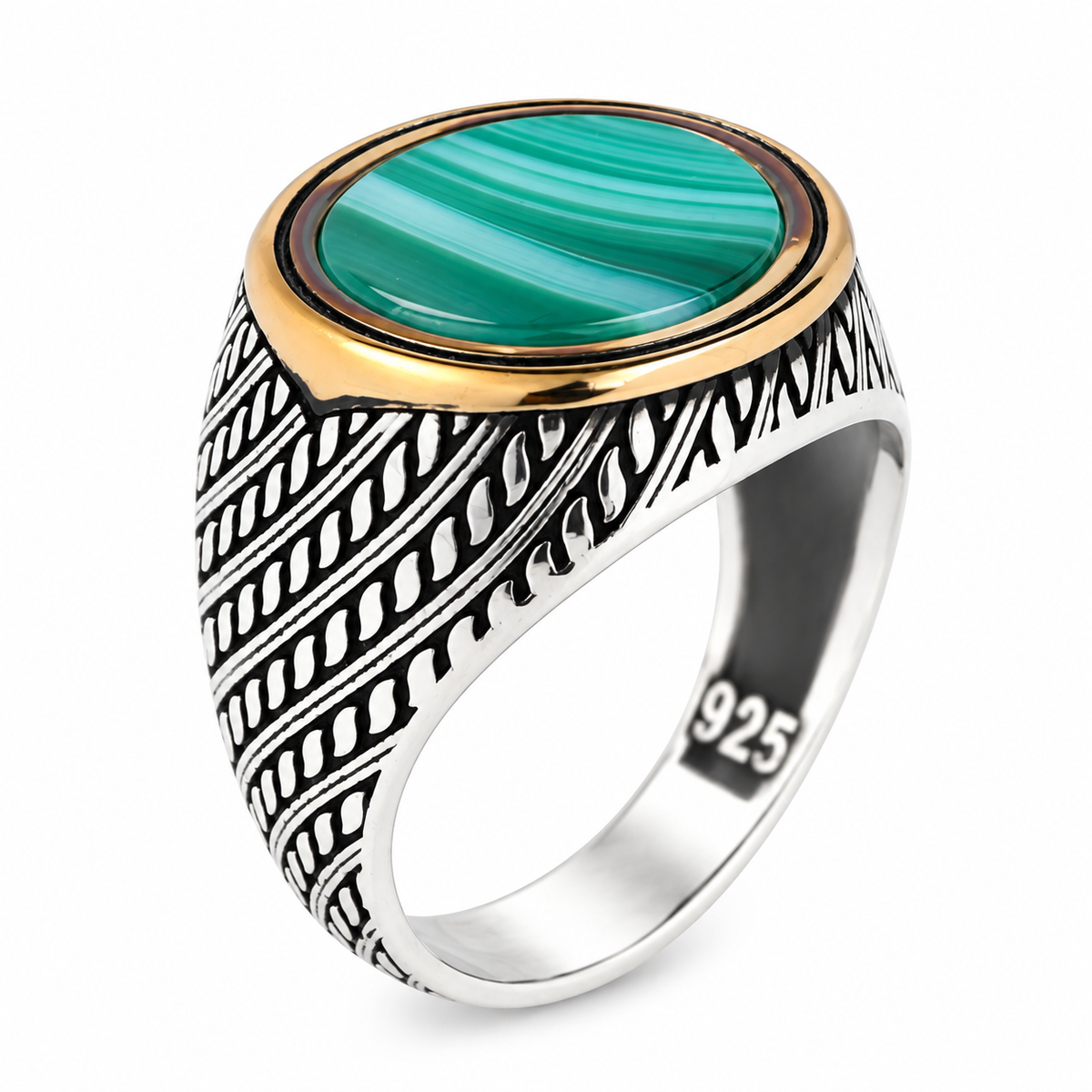 925 Silver Round Green Agate Ring, Silver Handmade Ring, Green Aqeeq Gemstone Ring, Handmade Men Ring, Father Day Gift, Anniversary Gifts