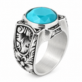 925 Sterling Silver Turquoise Ring for Men – Handmade Vintage Style