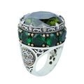 Men Handmade Emerald Solomon Signet Ring, King Solomon Signet Ring, 925 Sterling Silver