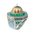 Silver Handmade Mosque Ring, Al-Aqsa Mosque ring , Men Unique Ring, Emerald Gemstone İslamıc Ring, Ottoman Style Handmade İslamic Gift