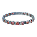 Men Silver Ruby Hand-Engraved Bracelet, Garnet Stone Chain Bracelet, Mens Ruby Link Chain Men Bracelet, Silver Vintage Bracelet, Men Gift