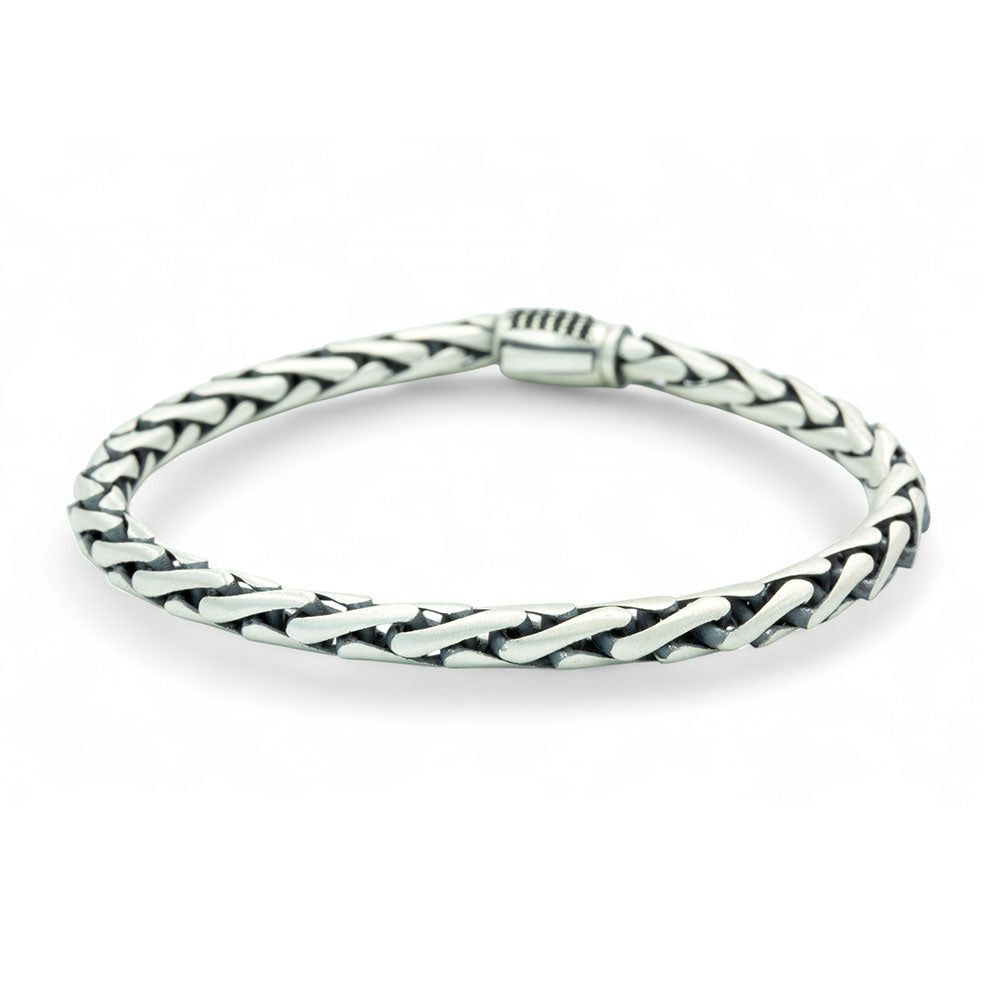 Men Silver Braided Chain Link Bracelet – Mercan Silver