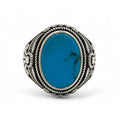 Men Silver Natural Turquoise Gemstone Ring