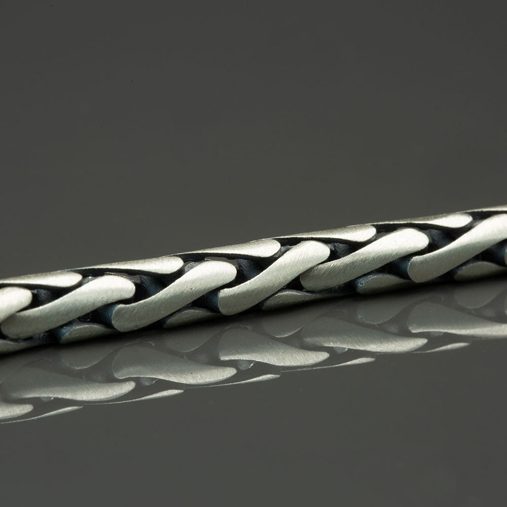 Men Silver Braided Chain Link Bracelet