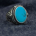 Men Silver Natural Turquoise Gemstone Ring