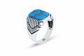 925 Sterling Silver Square Blue Turquoise Men Ring