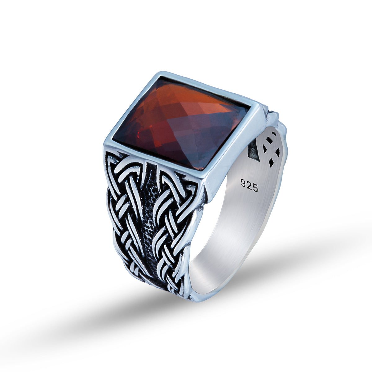 925 Sterling Silver Red Garnet Gemstone Ring