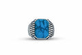 925 Sterling Silver Square Blue Turquoise Men Ring