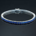 Silver Sapphire Diamond Stone Luxury Tennis Bracelet