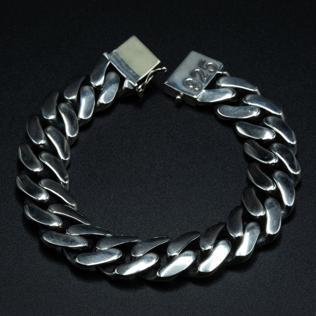 925 Solid Silver 18MM Heavy Cuban Curb Chain Wide Bracelet