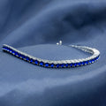 Silver Sapphire Diamond Stone Luxury Tennis Bracelet
