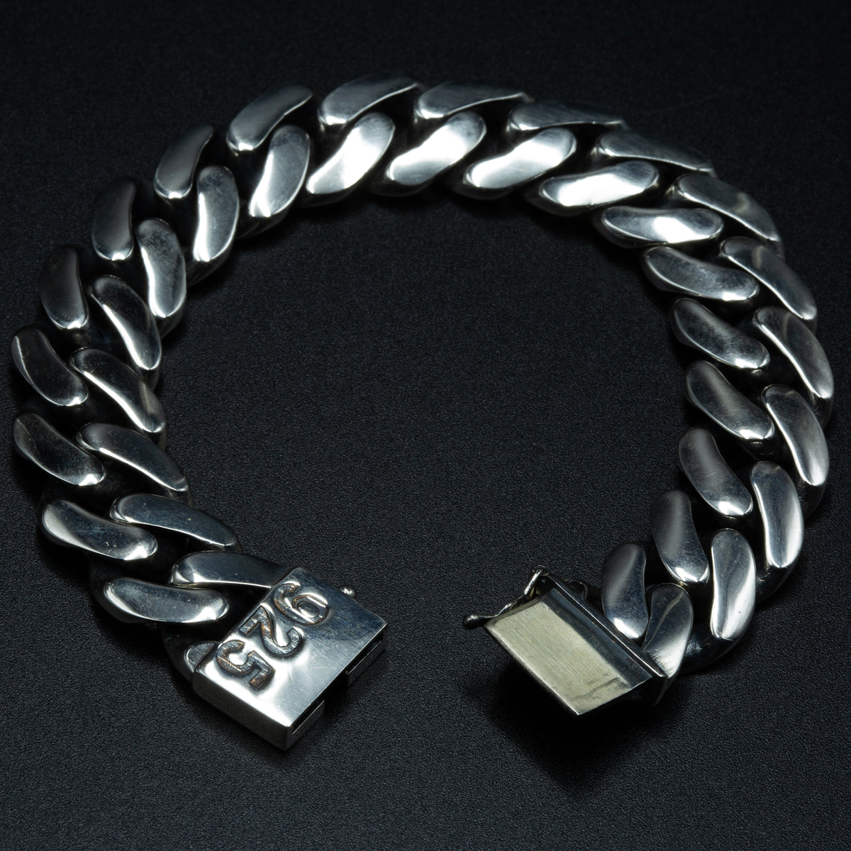 925 Solid Silver 18MM Heavy Cuban Curb Chain Wide Bracelet