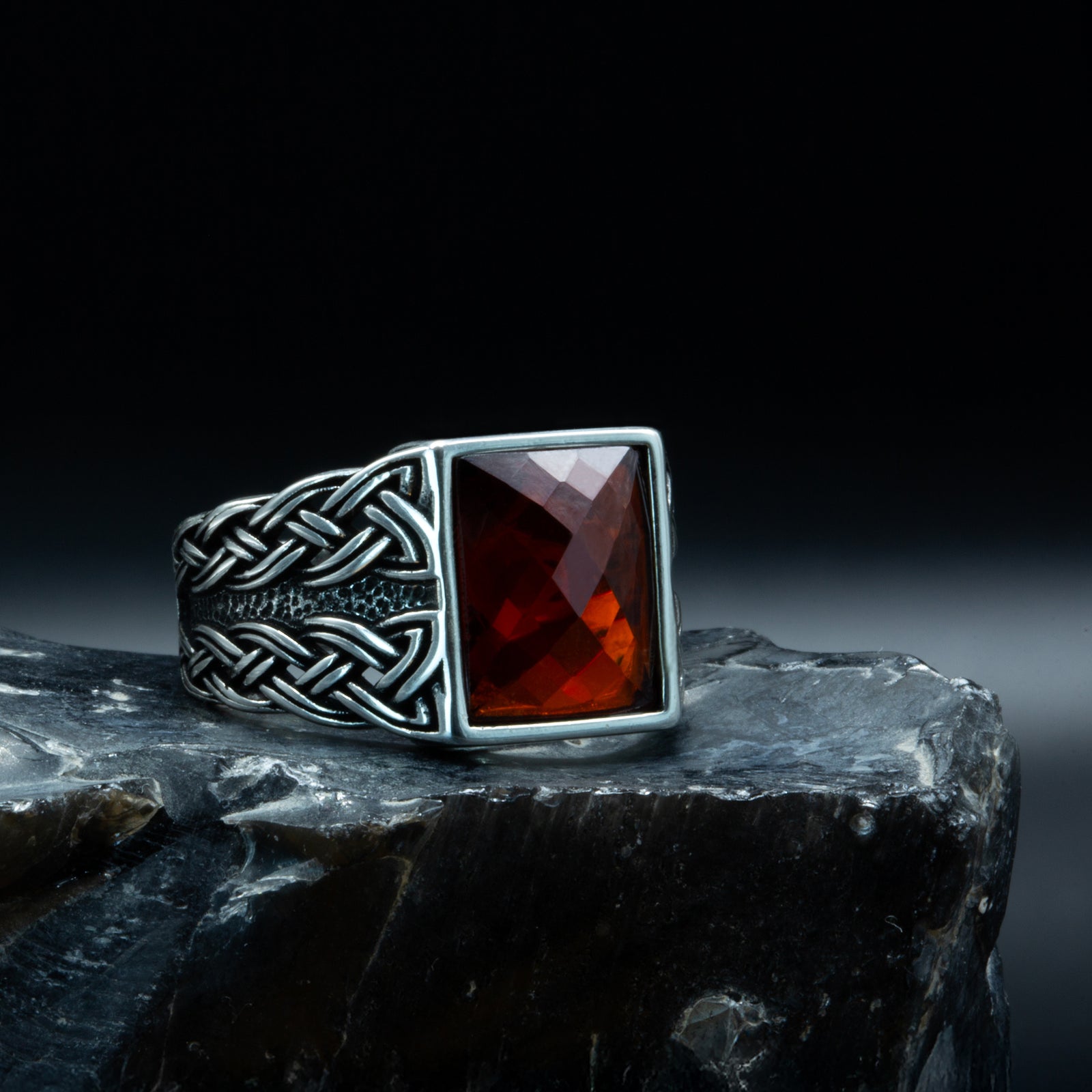 925 Sterling Silver Red Garnet Gemstone Ring