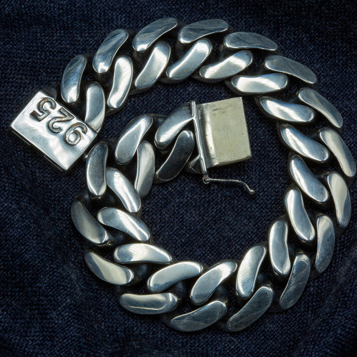 925 Solid Silver 18MM Heavy Cuban Curb Chain Wide Bracelet