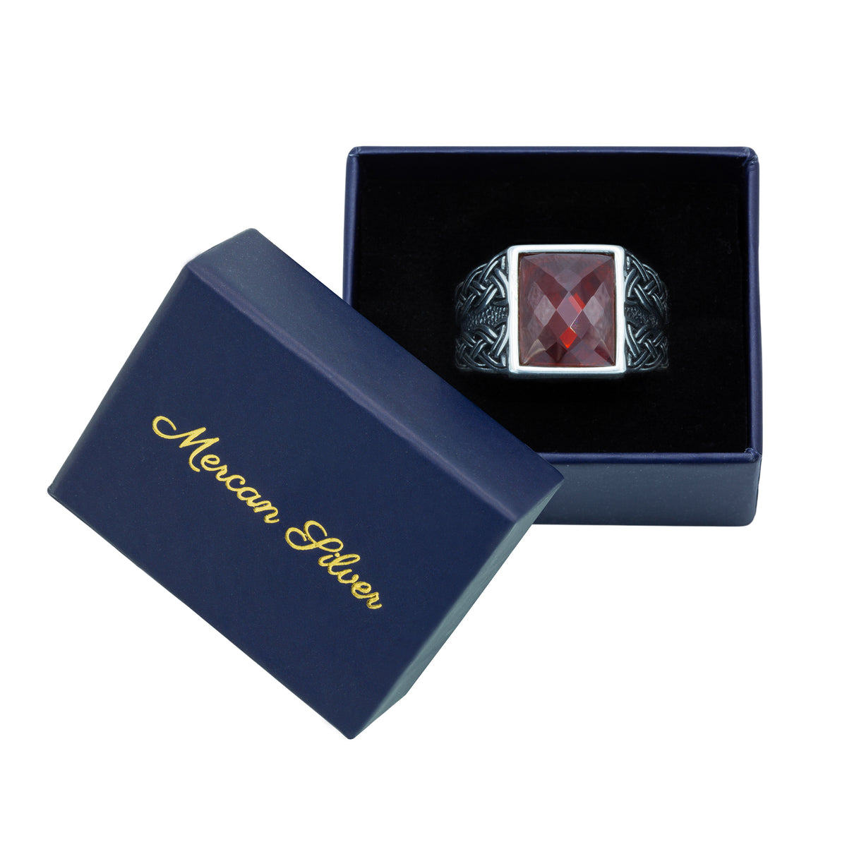 925 Sterling Silver Red Garnet Gemstone Ring