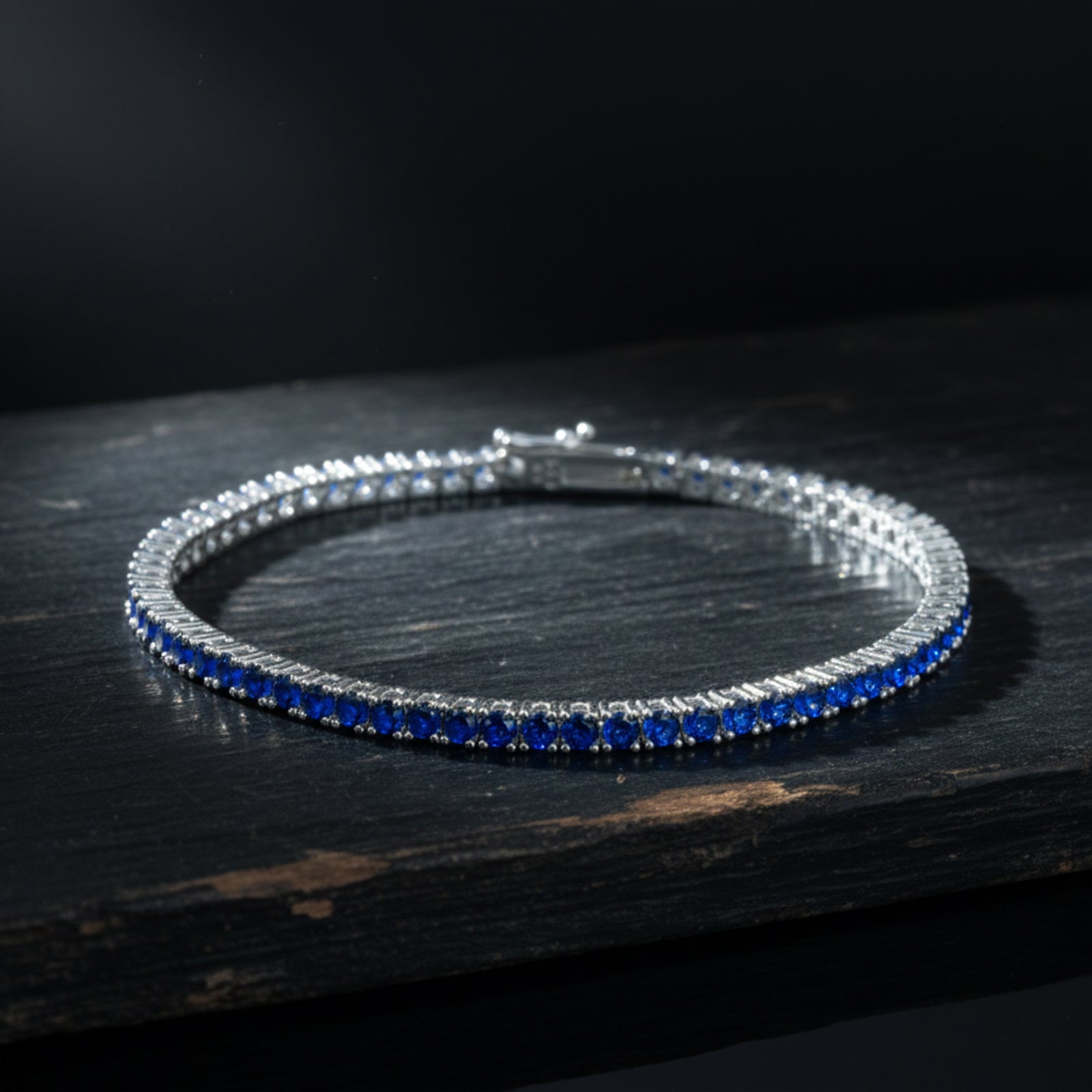 Silver Sapphire Diamond Stone Luxury Tennis Bracelet