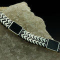 Armband aus 925er Silber mit quadratischem Onyx und Panzerkette