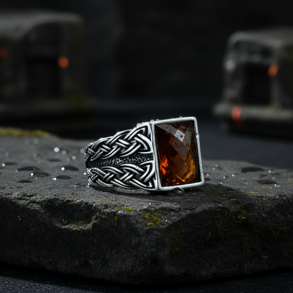 925 Sterling Silver Red Garnet Gemstone Ring