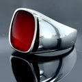 Silver Classic Red Agate Stone Ring
