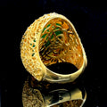 Men Silver Handmade Large Gold Plated Agate Stone Ring