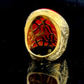Men Silver Large Gold Plated Jade Stone Ring