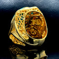 Men Silver Large Gold Plated Turquoise Stone Ring