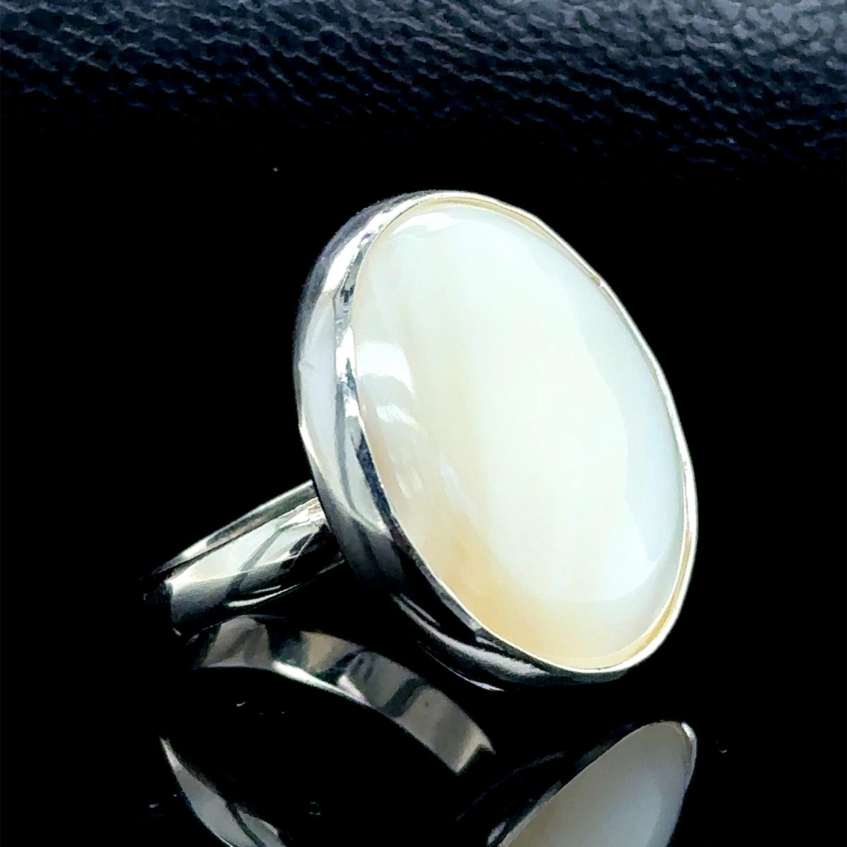 Damen-Ring aus natürlichem Perlmutt-Silber