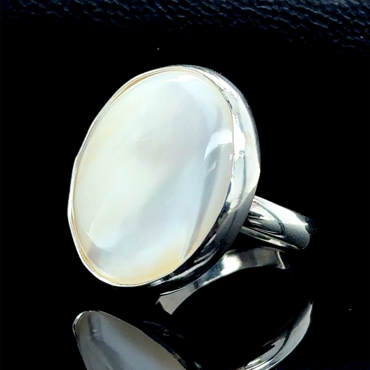 Damen-Ring aus natürlichem Perlmutt-Silber