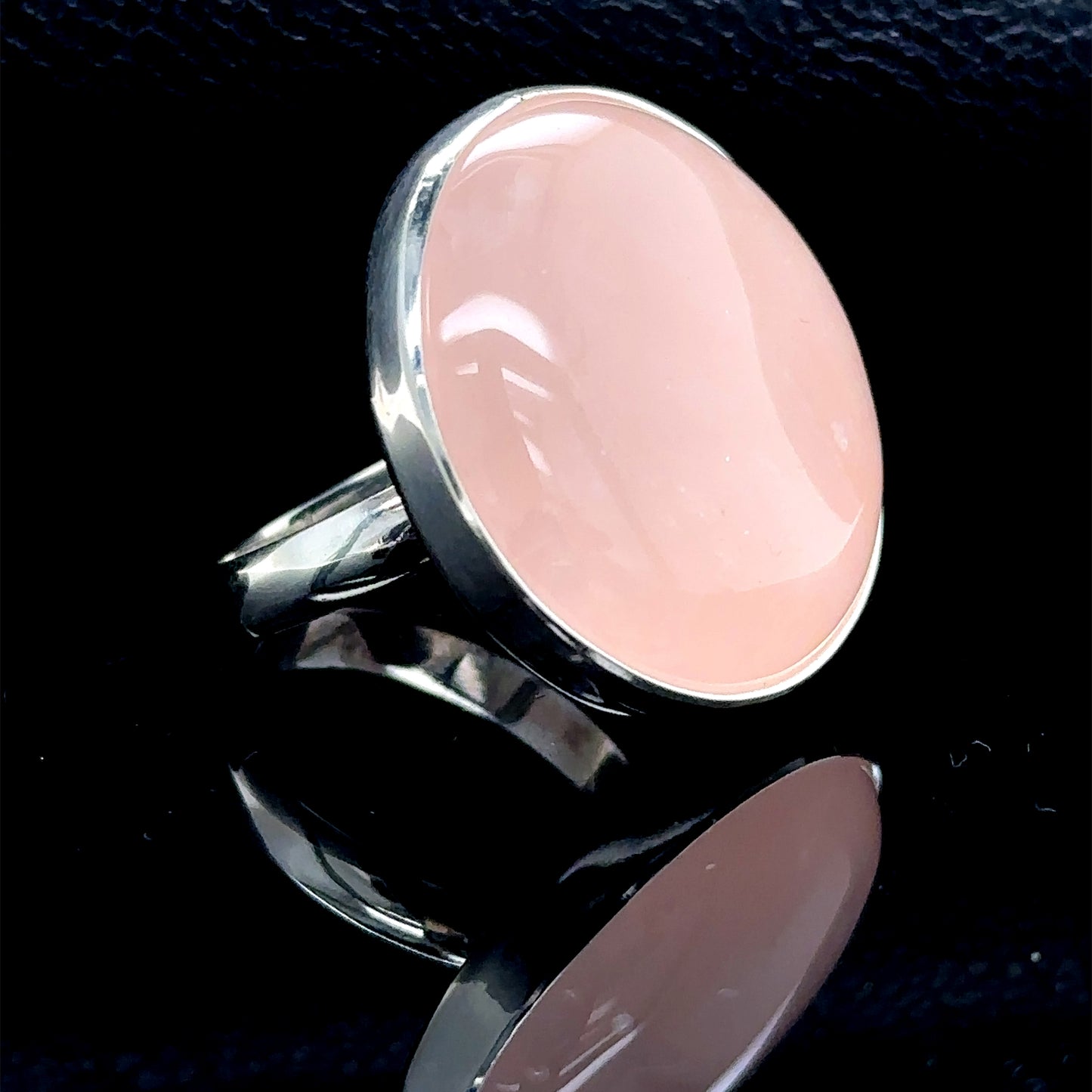 Silver Handmade Women Round Pink Quartz Ring