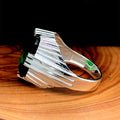 Men Handmade Square Green Emerald Stone Ring