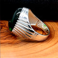Silver Handmade Oval Emerald Stone Men Ring