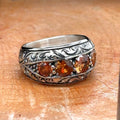 Men Handmade Engraved Zultanite Stone Band Ring