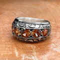 Men Handmade Engraved Zultanite Stone Band Ring