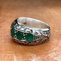 Men Handmade Green Emerald Gemstone Band Ring