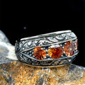 Men Handmade Engraved Zultanite Stone Band Ring