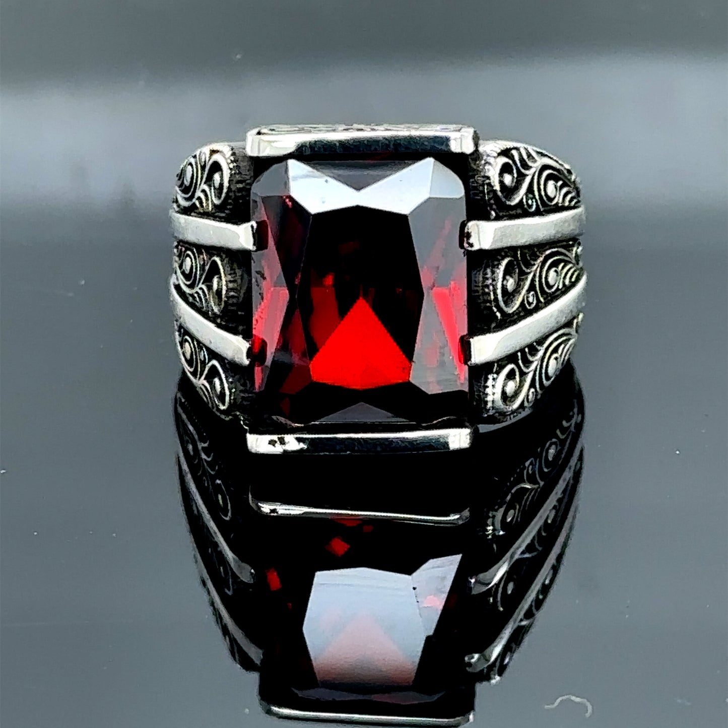 Men Handmade Ruby Garnet Gemstone Ring