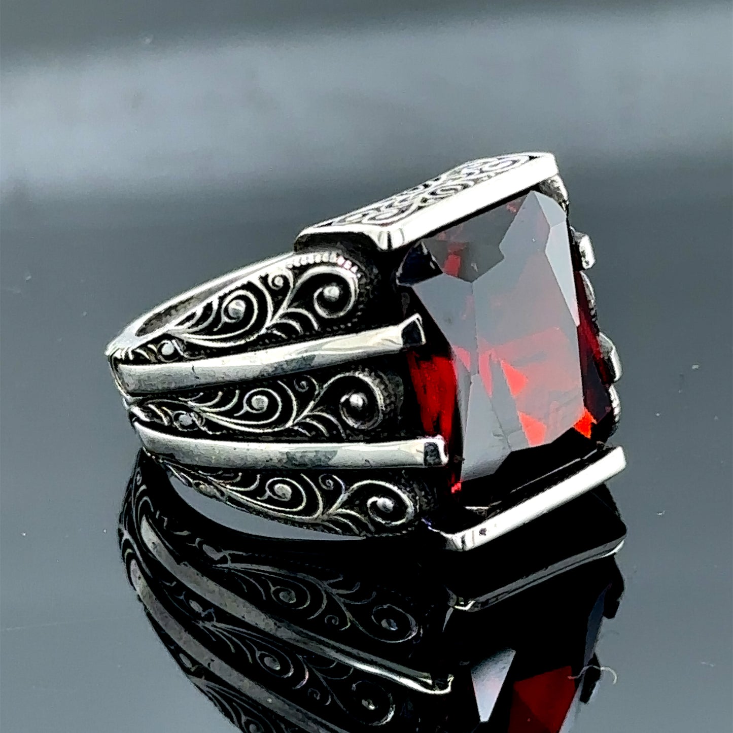 Men Handmade Ruby Garnet Gemstone Ring